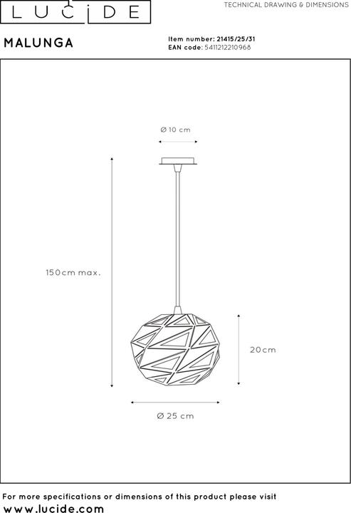Produktbild Lucide Malunga (E27)
