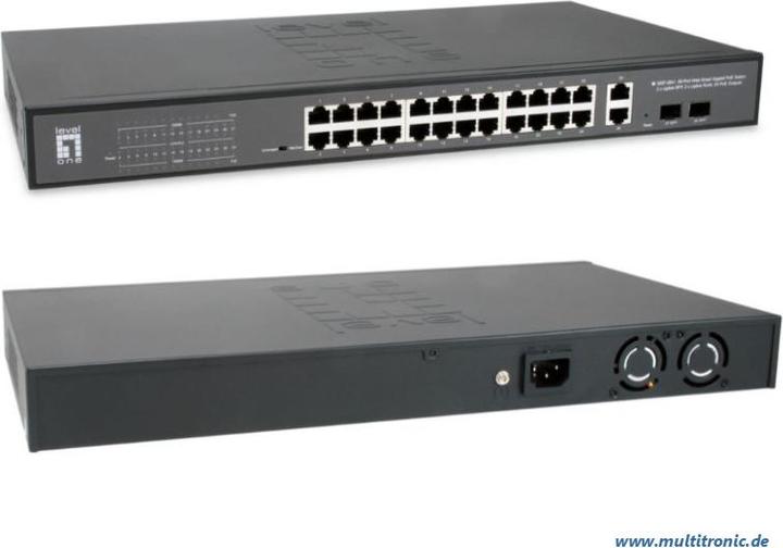 Actual product image LevelOne Switch 28x GE GEP-2841 2xGSFP 24xPo (26 ports)