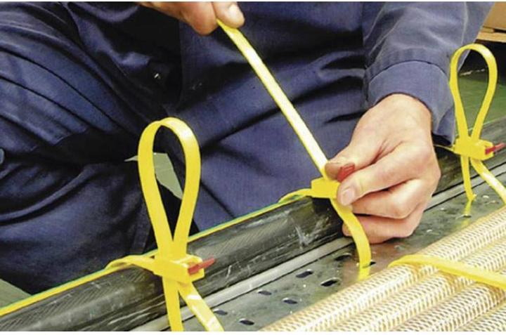 Productafbeelding HellermannTyton Kabelbinder SpeedyTie® (L x B) 750 mm x 13 mm SPEEDYTIE-PA66-YE-V1 Kleur: Geel, Rood 5 stuks. (Plastic kabelbinders, 750 mm, 5 Pcs.)