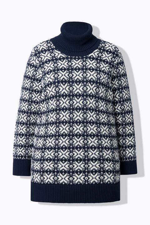 Produktbild Ulla Popken Pullover, Schneeflocken, Rollkragen, Langarm (58)