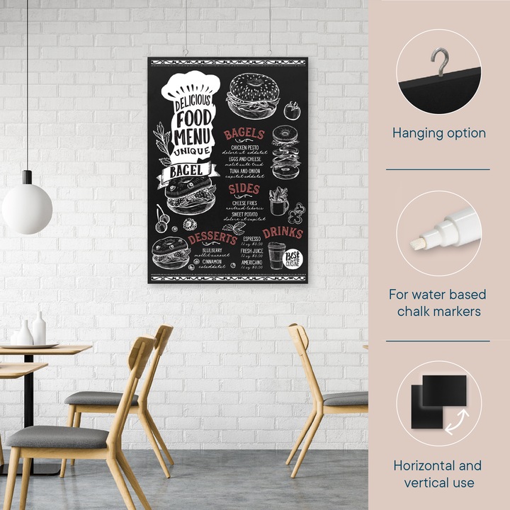 Produktbild Europel Kreidetafel ohne Rahmen, 600 x 1.100 mm, schwarz