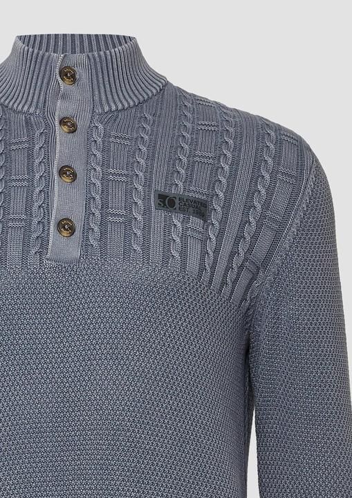 Produktbild s.Oliver Strickpullover Strukturmix-Troyer aus Baumwolle mit Garment Dye (4XL)