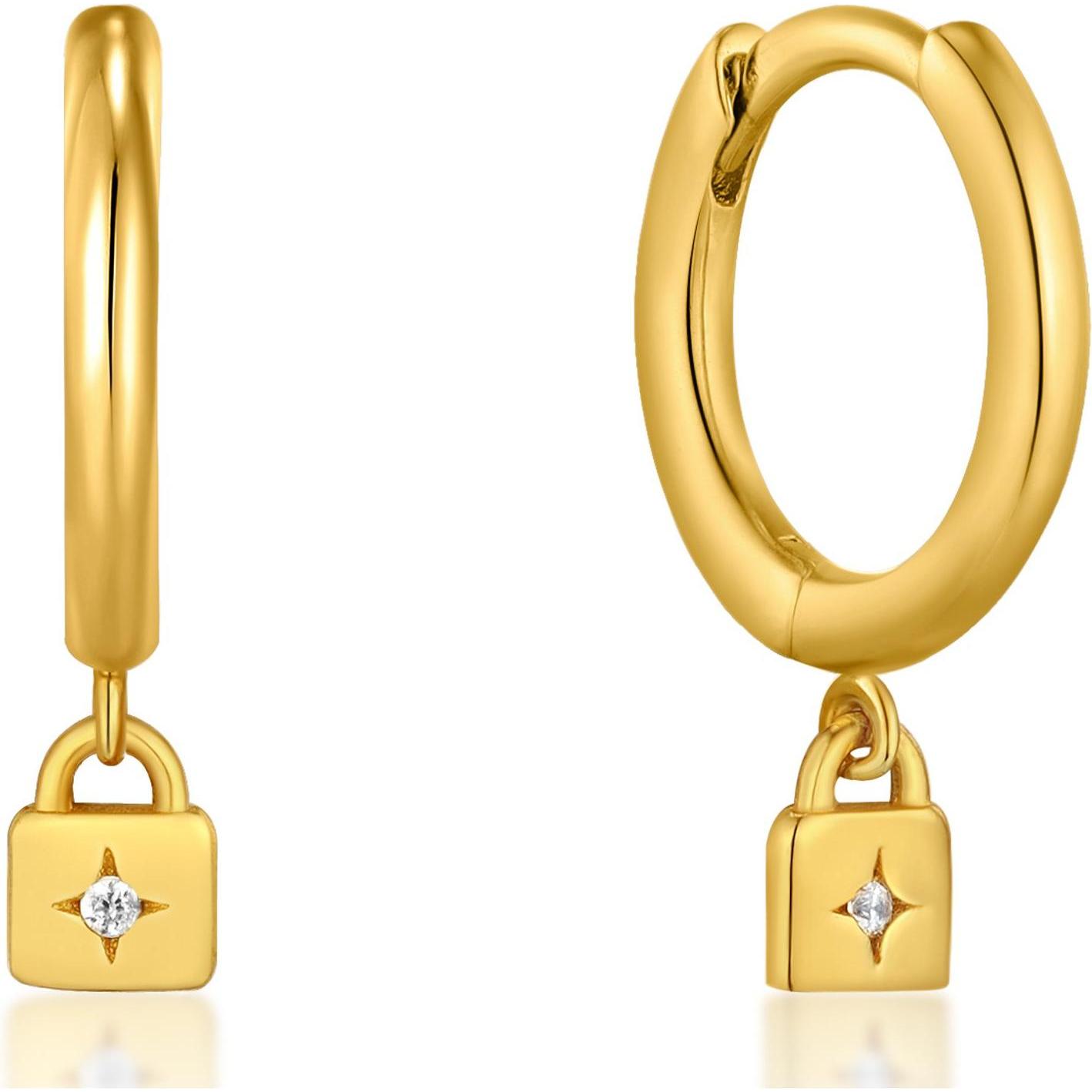 Ania Haie, Ohrringe, Gold Padlock Huggie Ohrringe, (925er Silber)