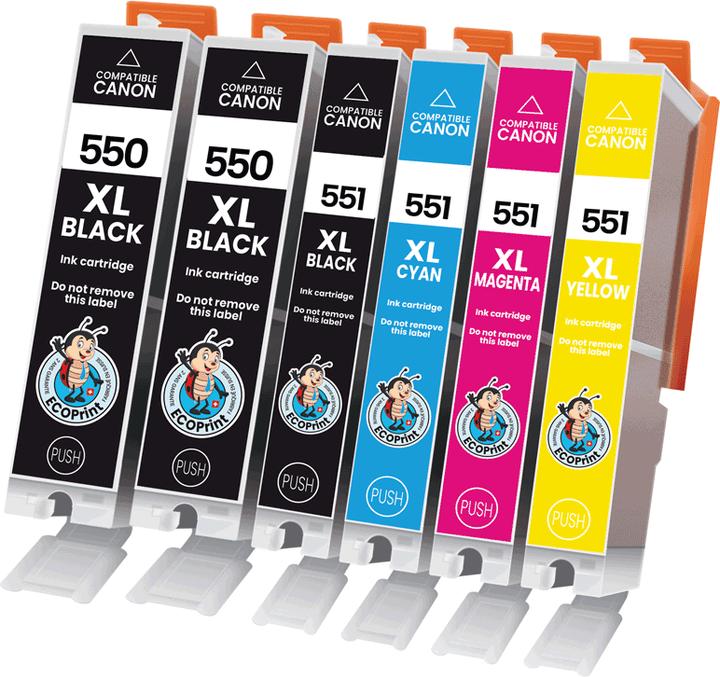 ECOPrint Kompatibel Canon 2x PGI-550XL und 1x CLI-551XL Pack (CMYK)