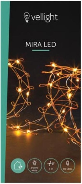 Actual product image Velleman Mira LED - 8 x 300 cm - 80 LEDs - arizona white (pale orange) - copper wire - 3 V (0.80 m)