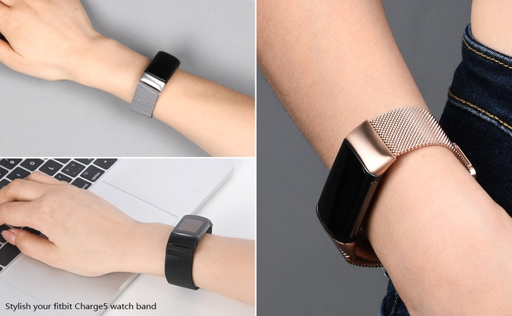 Produktbild PhoneLook Milanaise-Armband aus Stahl in (Grösse S) (Aluminium, Fitbit Charge 5)
