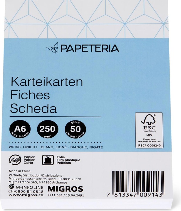 Actual product image Papeteria File cards A6 (A6, 250 g/m², 50 x)