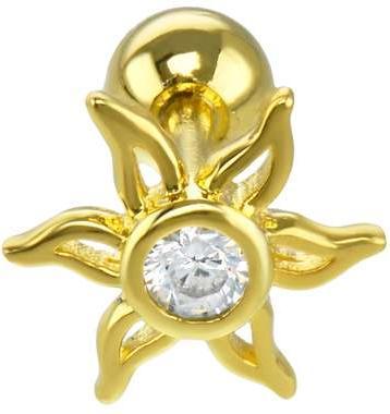 Image du produit Bijouteria Piercing d'oreille (Revêtement PVD (couleur or), Cristallin, Acier chirurgical 316L)