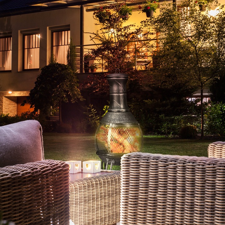 Actual product image Relaxdays Garden Chiminea Grey