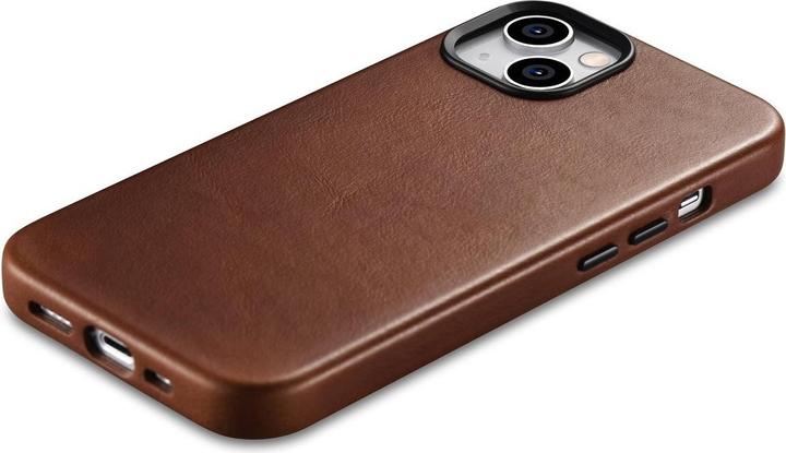 Actual product image iCarer Oil Wax Premium Leather Case iPhone 14 Plus Magnetic Leather Case with MagSafe Brown (WMI1422 (Apple iPhone 14 Plus)