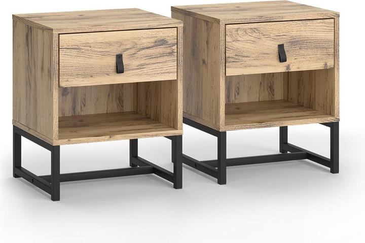 Actual product image Vicco Nachttisch Ezra, Eiche, 39 x 47 cm 2er Set