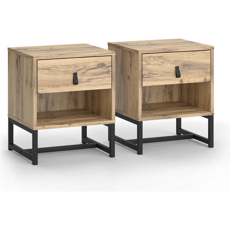 Vicco, Nachttisch, Nachttisch Ezra, Eiche, 39 x 47 cm 2er Set
