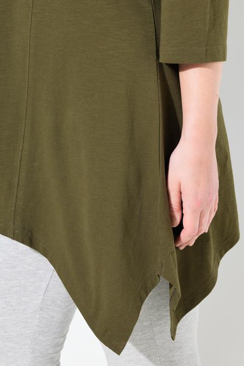 Produktbild Ulla Popken Shirt, Zipfelsaum, V-Ausschnitt, 3/4-Arm (50, 52)