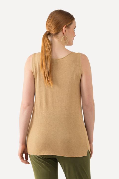 Produktbild Ulla Popken Stricktop, Metallic-Schimmer, Rundhals, ärmellos (50, 52)