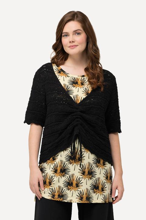 Produktbild Ulla Popken Pullover, Raffband, V-Ausschnitt, Halbarm (50, 52)