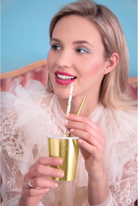 Actual product image Partydeco Paper straws - hearts gold (10pcs) (10 x)
