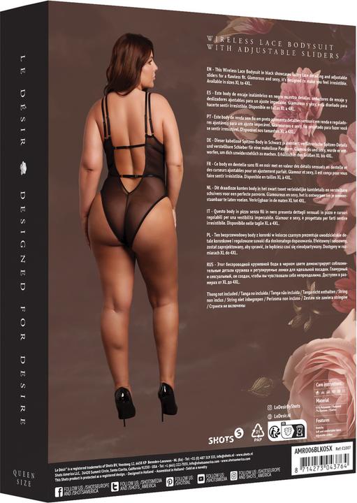 Produktbild Le Désir Wireless Lace Bodysuit with Adjustable Sliders - Plus Size - Black (4XL)