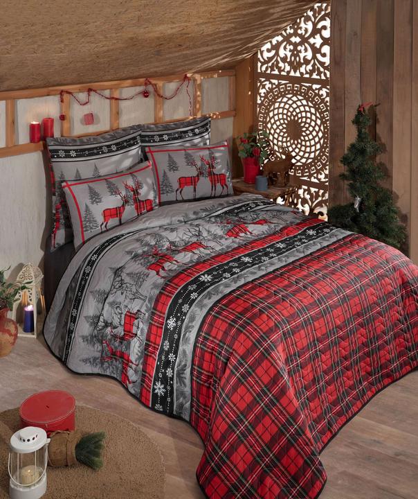 L'essentiel Christmas Red Double Bedspread Set (220 x 200 cm)