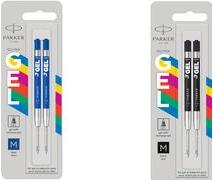 Actual product image Parker Pen Gel refill ECO, black, line width: M, blister of 2 quick-drying, smudge-proof ink, suitable for (Gel mine, Black, 0.70 mm)