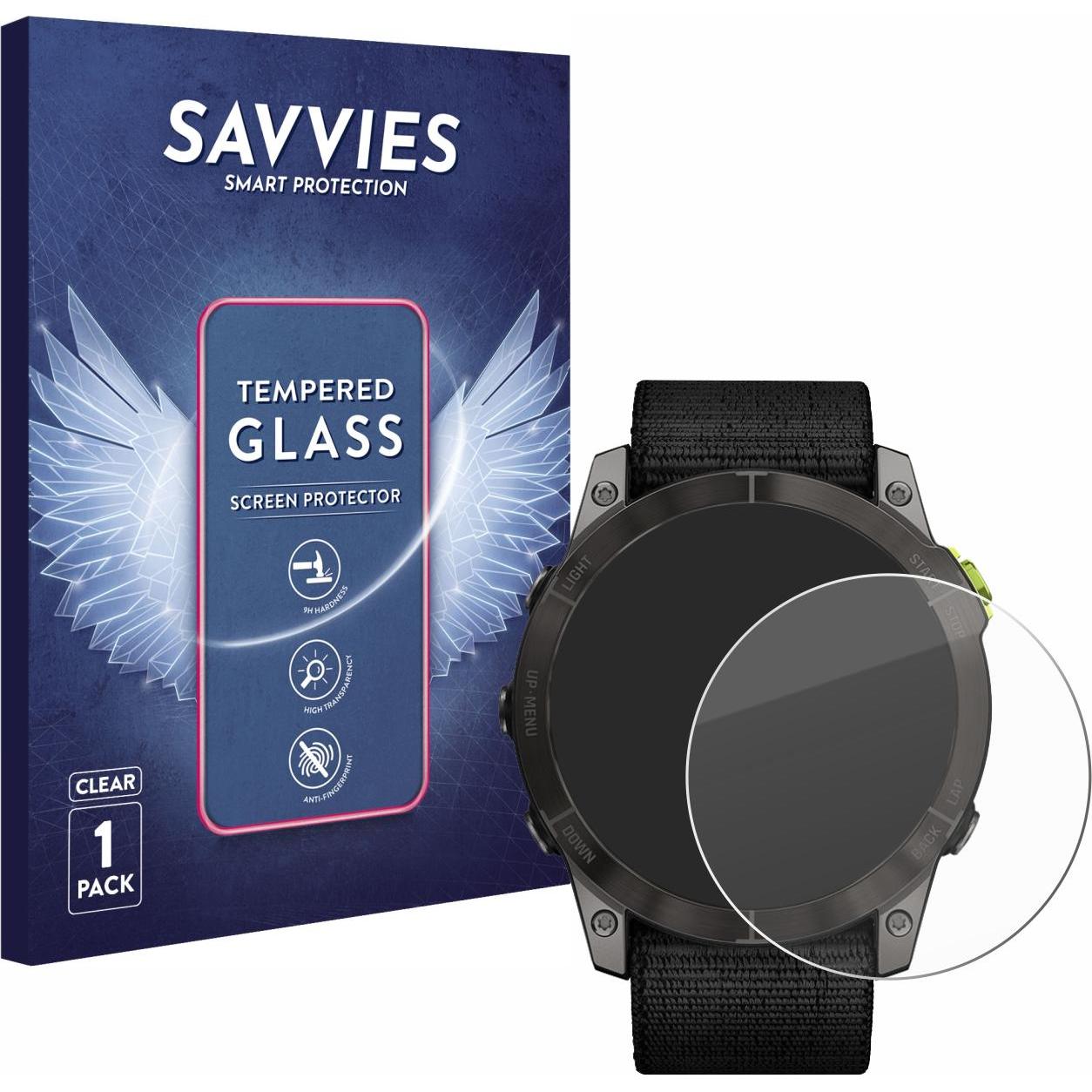 Savvies Panzerglas Hartglas Displayschutz, Smartwatch Schutzfolie, Transparent