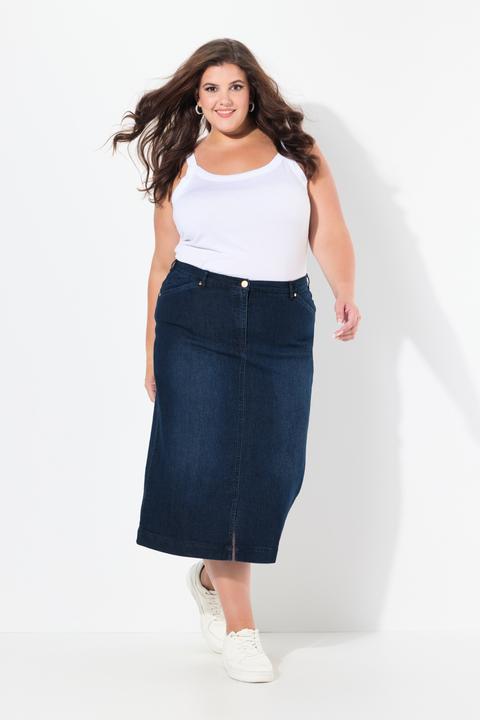 Produktbild Ulla Popken Jeansrock, Stretch, 5-Pocket-Schnitt, Schlitz vorne (62)