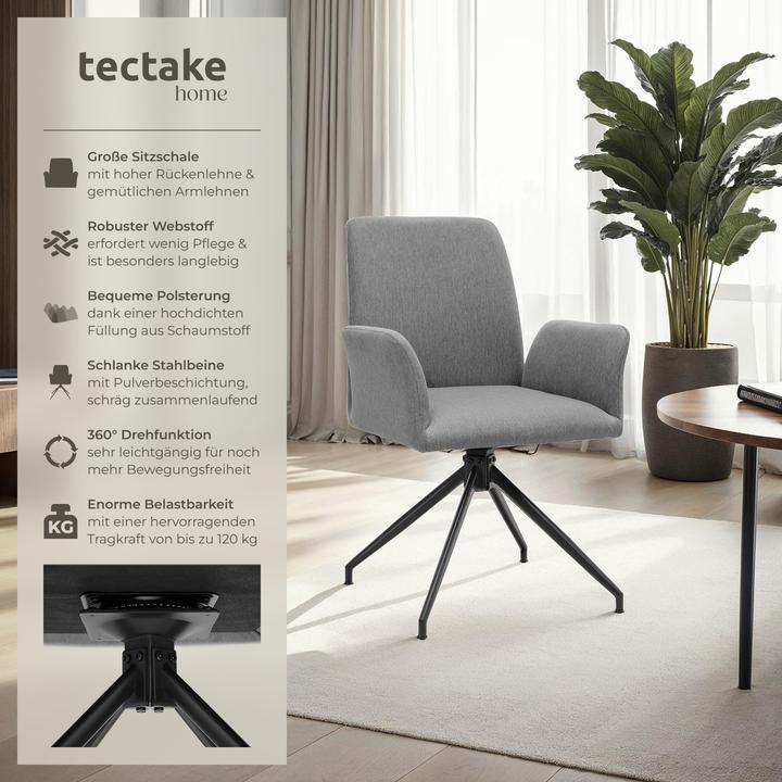 Image du produit tectake Fauteuil pivotant DAYA rembourré