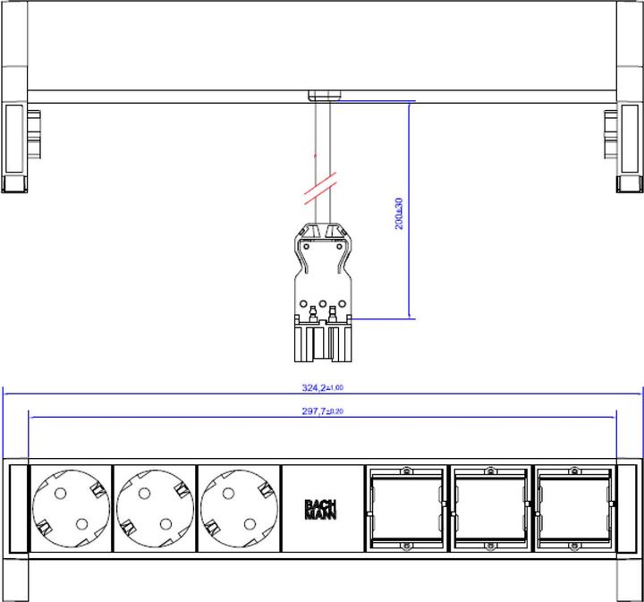 Actual product image Bachmann DESK2 - 3xSchuko & 3xEmpty (3x, CEE 7/3)