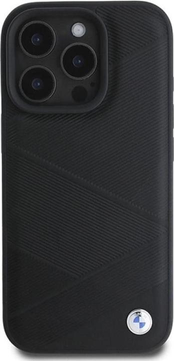 Actual product image BMW BMHCP16L23RCGPK iPhone 16 Pro 6.3" czarny/black hardcase Sign Leather Crossing Lines Pattern (Apple iPhone 16 Pro)