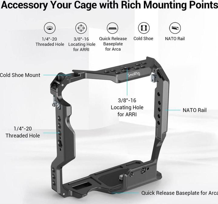 Produktbild SmallRig 3594 Cage fÃ¼r Sony Alpha 7S III/Alpha 7 IV/Alpha 7R IV/Alpha 1 mit VG C4EM Battery Grip (Cage, Griff)