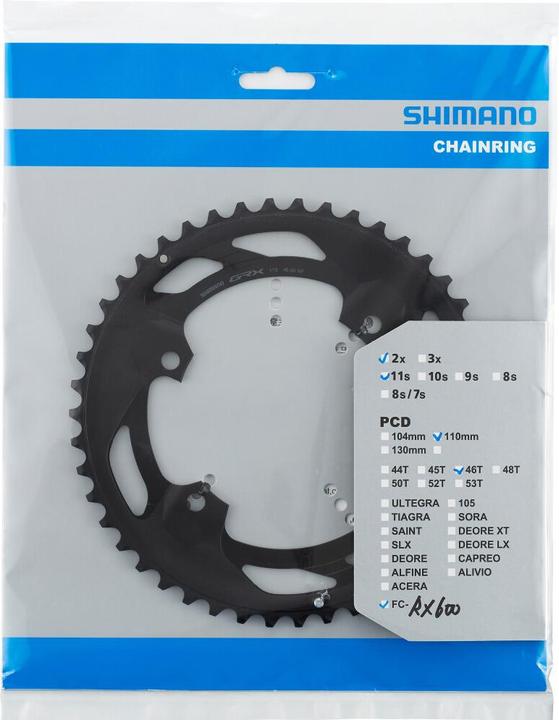 Productafbeelding Shimano Kettingblad GRX FC-RX810 2-f. 46Z|2-v. 46Z (46)