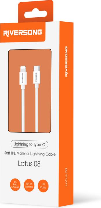 Produktbild Riversong Kabel Lotus 08 USB-C - Lightning 1,0m 3A hellgrau CL76 (1 m, USB 3.2 Gen 1)