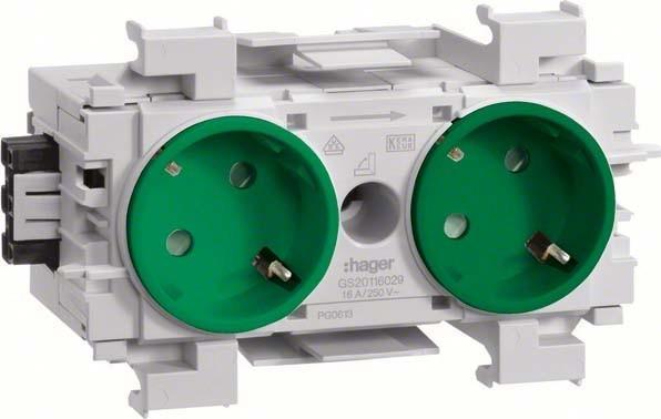 Produktbild Hager TEH GS20116029 Steckdose 2-fach 45Â° Wago frontrast grÃ¼n