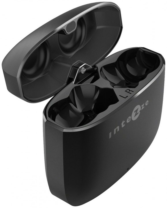 Actual product image Intezze CLIQ In-ear Bluetooth Handsfree Headphones with Charging Case Black