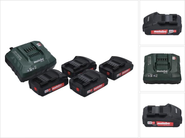 Metabo Basic Set 4x Li-Power battery pack 18 V 2.0 Ah CAS Li-Ion battery ( 4x 625596000 ) + ASC 55 charger (18 V)