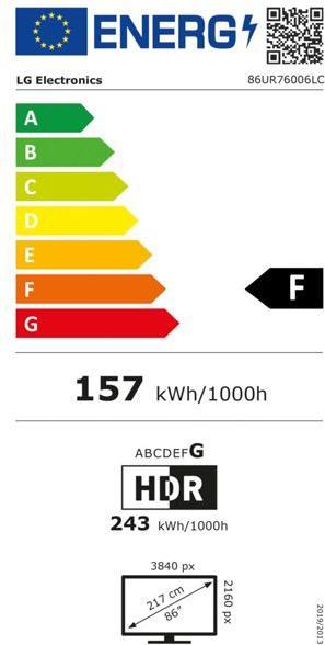 Energie-Label LG 86UR76006LC (86", LED, 4K, 2023)