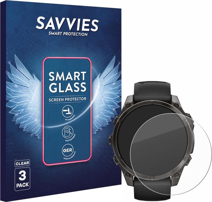 Savvies Vetro Temperato 9H Per Garmin Fenix 6 Solar - Protezione Schermo Anti Graffio - Facile Applicazione