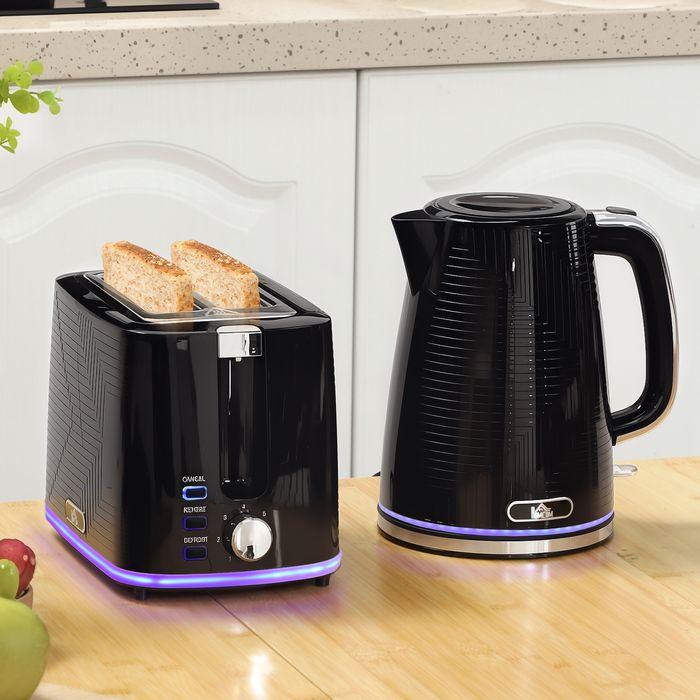 Produktbild Swisshandel24 Wasserkocher- und Toaster-Set, 2200W, 7 Bräunungsstufen, Krümelfach, Schwarz (1.70 l)