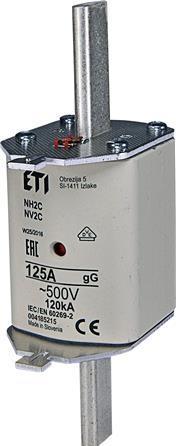 Produktbild Csdk SL Sicherung NH2C 125A gG, 500V AC, Ausschaltvermögen 120kA, Norm IEC 60269-1, IEC 60269-2, mit Statusa