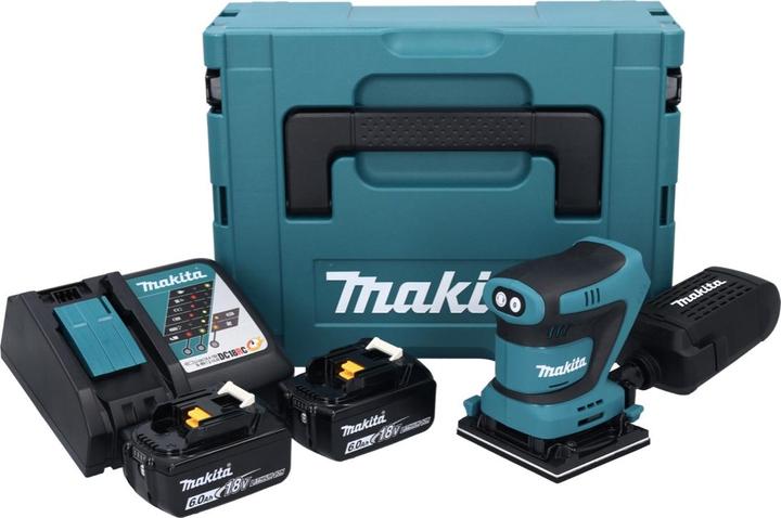 Produktbild Makita DBO 481 RGJ Akku Schwingschleifer 18 V 112 x 102 mm + 2x Akku 6,0 Ah + Ladegerät + Makpac (Schwingschleifer)
