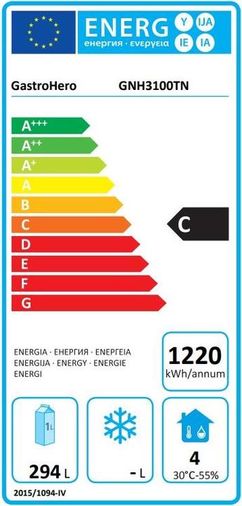 Energie-Label Gastro Hero Kühltisch ECO / - / (294 l)