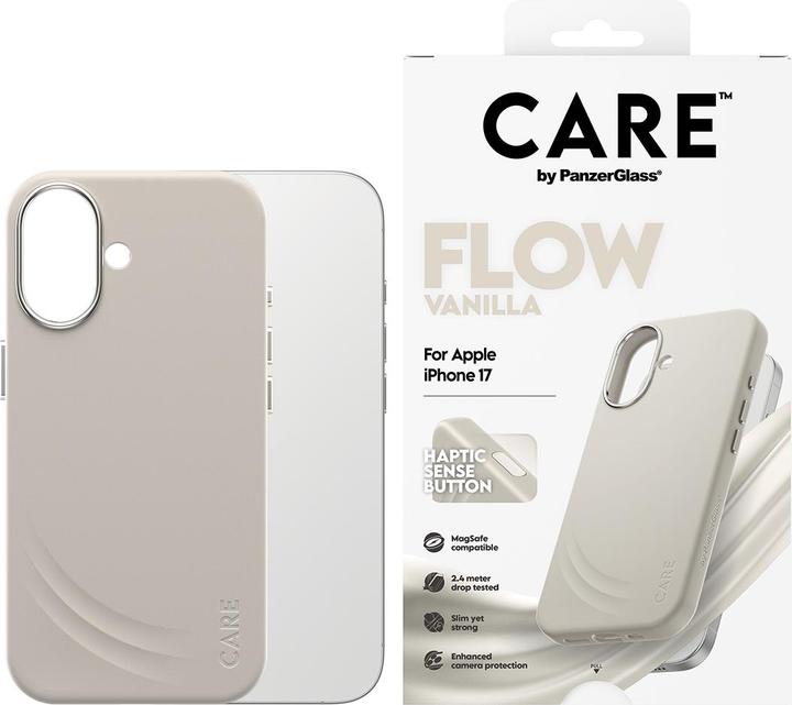 Produktbild PanzerGlass CARE by ® Feature FLOW Case Vanilla m. Cutout for Haptic & MagSafe iPhone 17 (Apple iPhone 17)