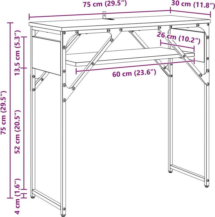 Produktbild vidaXL Konsolentisch (30 x 75 x 75 cm)