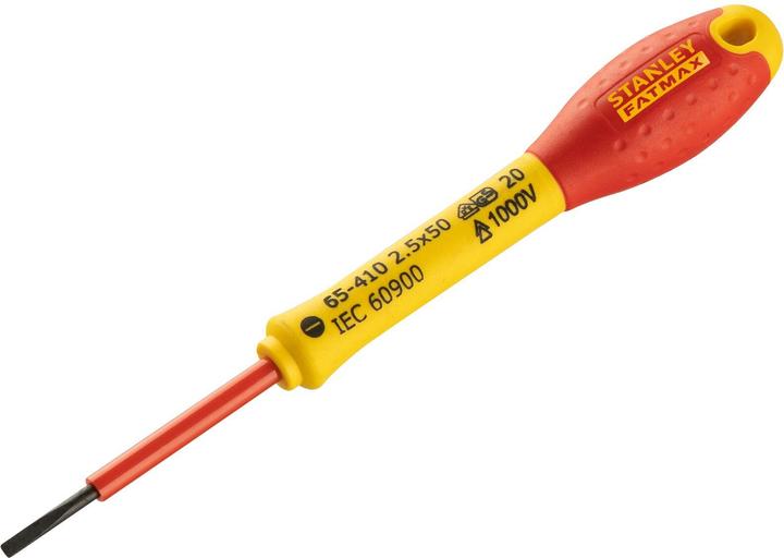 Produktbild Stanley FatMax Schraubendreher Schlitz (isoliert, Parallelspitze 2.5 mm, 50 mm Länge, Chrom-Vanadium (Schlitz)