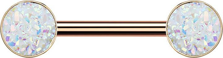 Produktbild Star Piercing Barbell rosegold mit Druse Stein weiss (ohne Messing, Chirurgenstahl 316L)