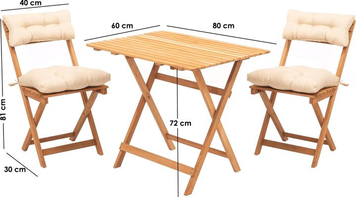 Produktbild Kalune Design Folding Garden Table Two Chairs Set (80 x 80 x 72 cm)