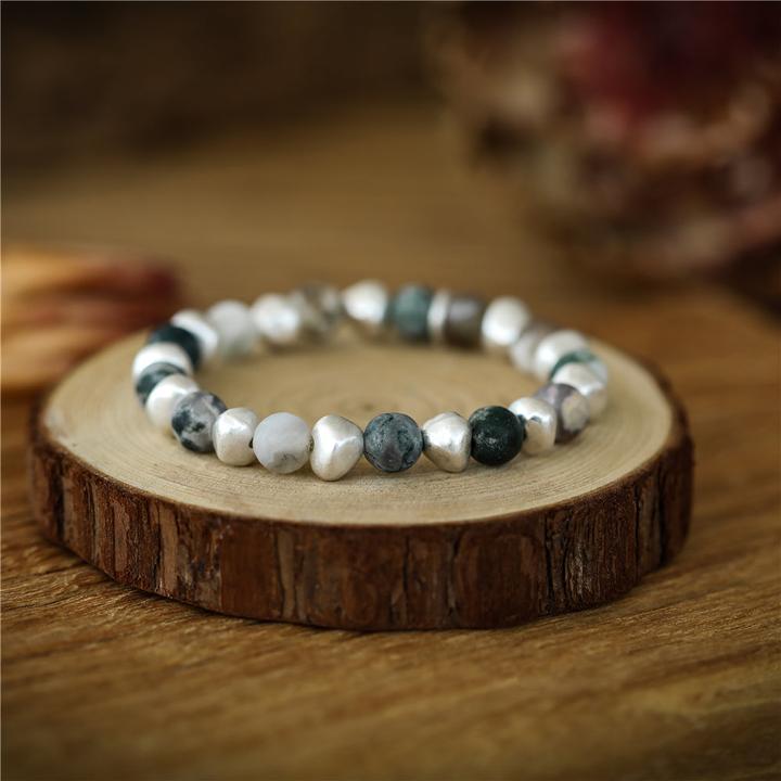 Immagine prodotto Andreani Bracciale con vera agata a macchie (8 cm, Pietre)