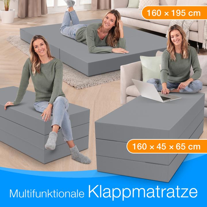Immagine prodotto Bestschlaf Klappmatratze, 3-teilige Faltmatratze, Reisebett, Gästematratze (160 x 195 cm, Nucleo di schiuma)