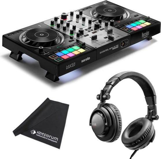 Produktbild Hercules DJ Controller Inpulse 500 Silver Edition mit DJ45 Kopfhörer und Tuch