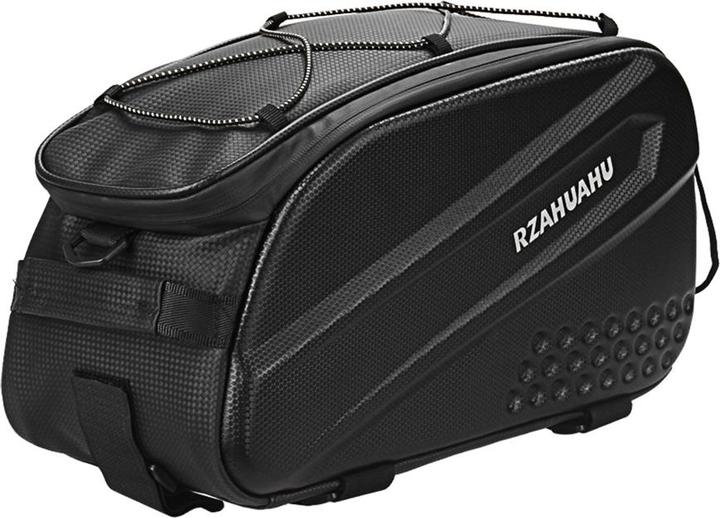 Actual product image Hurtel WYA36Y7S Bike Pannier Bag with Long Strap and Expandable Side Pockets - Black (10 l, Frame bag)