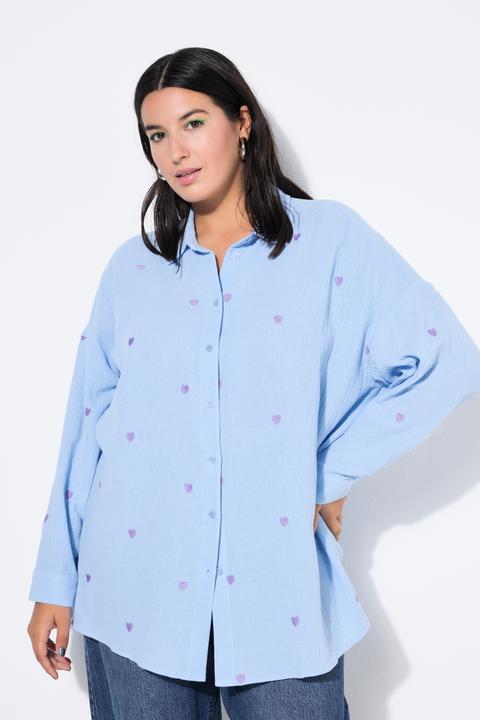 Actual product image Studio Untold Oversized Embroidered Long Sleeve Button Front Shirt (60)